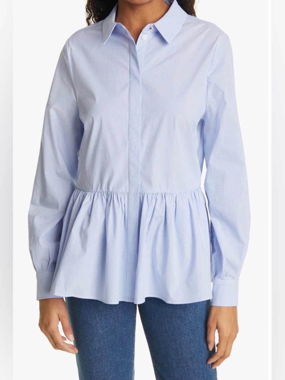 Ted Baker London Stripe Peplum Button-Up Shirt